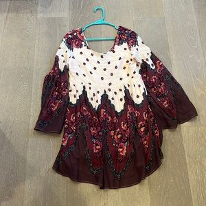 Free people floral long sleeve mini dress size small